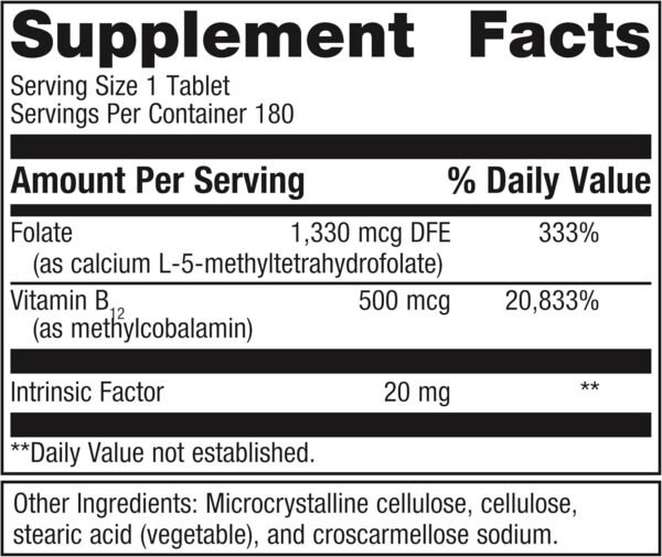 Intrinsic B12/Folate - 180 Tablets - Image 3